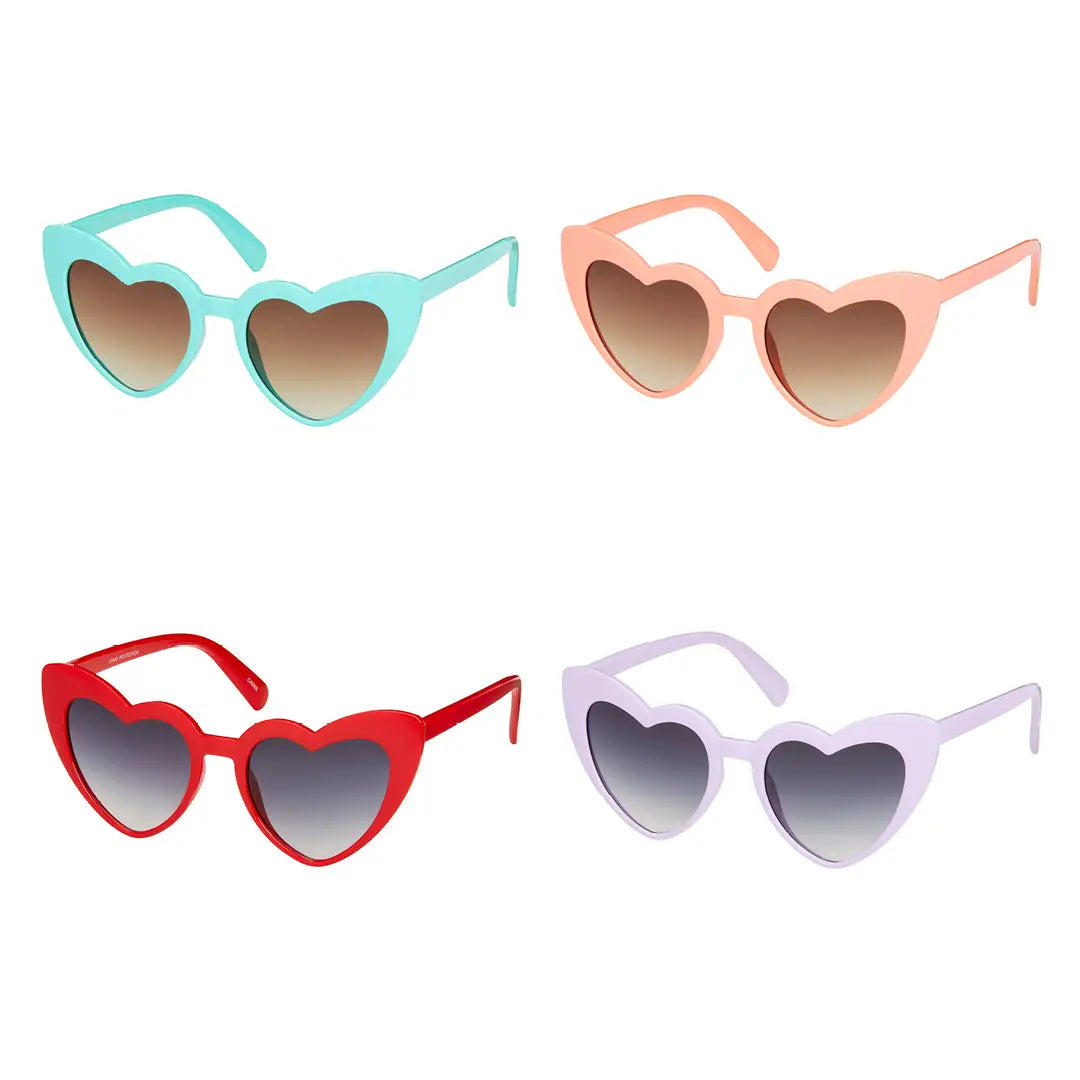 Blue Gem Rose Collection Adult Heart Sunglasses