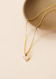 Jax Kelly Gemstone Heart Pendant Necklace - Mother of Pearl