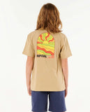 Rip Curl Big Boys Surf Revival Sunsets Tee- Khaki
