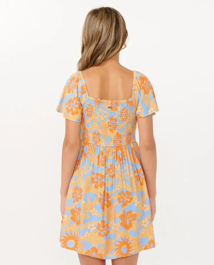 open lace back dress Rip Curl Big Girls Sun Sol Shirred Dress – Balboa Surf and Style
