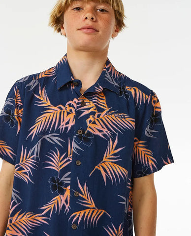 Rip Curl Boys Surf Revival S/S Button Up Shirt- Washed Navy