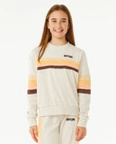 Rip Curl Girls Surf Revival Pannelled Crewneck Sweatshirt- Oatmeal Marle