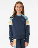 Rip Curl Girls Surf Revival Raglan Crewneck Sweatshirt- Dark Navy