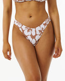 Rip Curl Womens Hibiscus Heat High Cut Cheeky Bikini Bottoms- Brown