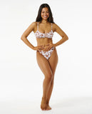 Rip Curl Womens Hibiscus Heat High Cut Cheeky Bikini Bottoms- Brown