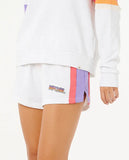 Rip Curl Womens Las Dalias Color Block Fleece Sweat Shorts- Grey Marle