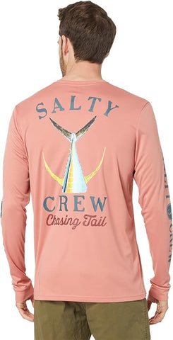 Salty Crew Mens Tailed L/S UV Sunshirt- Coral