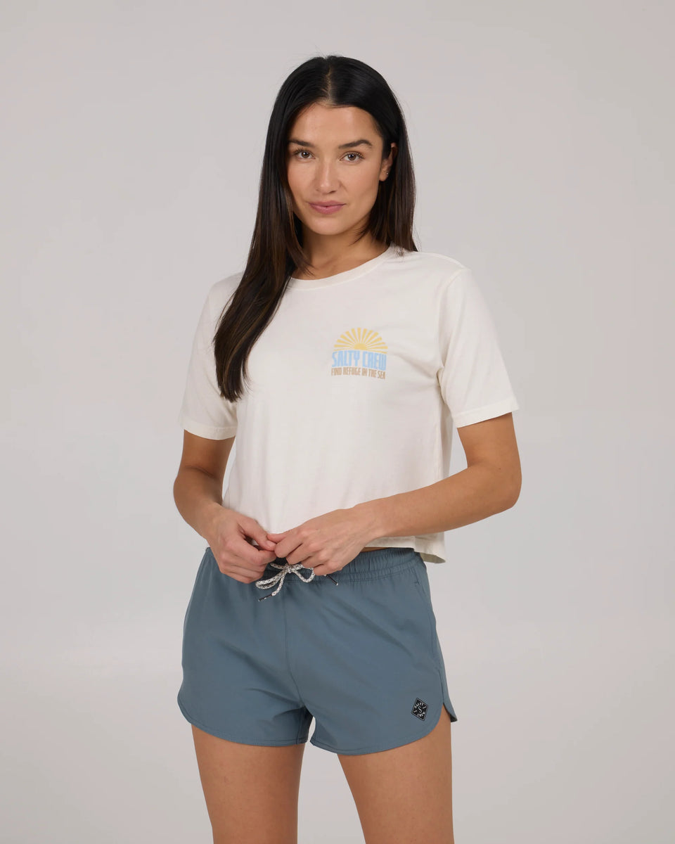 (取寄) ソルティ クルー レディース イン ザ レイズ クロップ ティー Salty Crew women In The Rays Crop Tee Fin Blue Women's Salty Crew In The Rays Crop Tee | Zappos.com