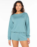 ROXY Womens Surfing By Moonlight Pullover Sweatshirts - Mineral Blue