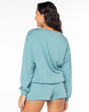 ROXY Womens Surfing By Moonlight Pullover Sweatshirts - Mineral Blue