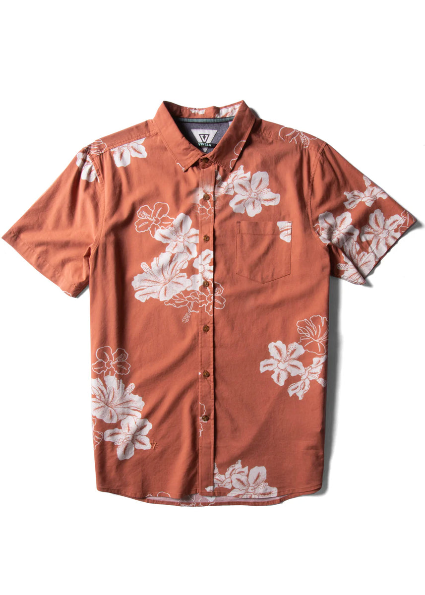 Vissla Mens Byebiscus Eco S/S Button Up Shirt- Terracotta – Balboa