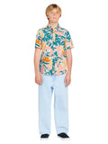 Volcom Big Boys Leaf Pit Floral S/S Button Up Shirt- Salmon