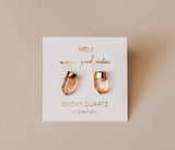 Jax Kelly Gold Dip Point Gold Earrings - Smoky Quartz
