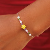 Pura Vida Resin Flower & Mixed Seed Bead Slider Bracelet