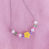 Pura Vida Resin Flower & Mixed Seed Bead Slider Bracelet