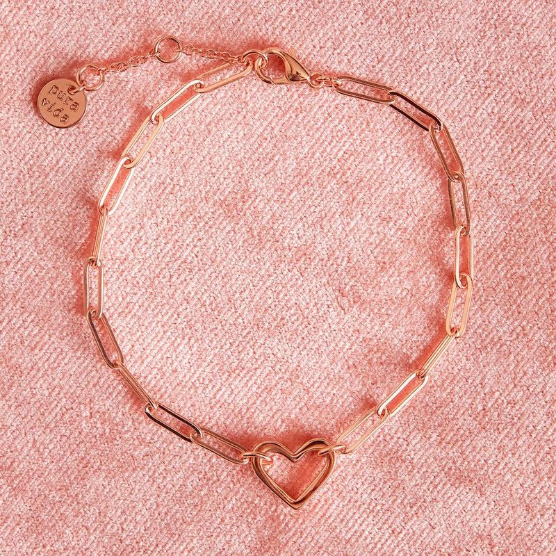 Pura Vida Stone Heart Locket - Rose Gold