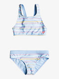 ROXY Girls Stripy Wave Crop Top Bikini Set