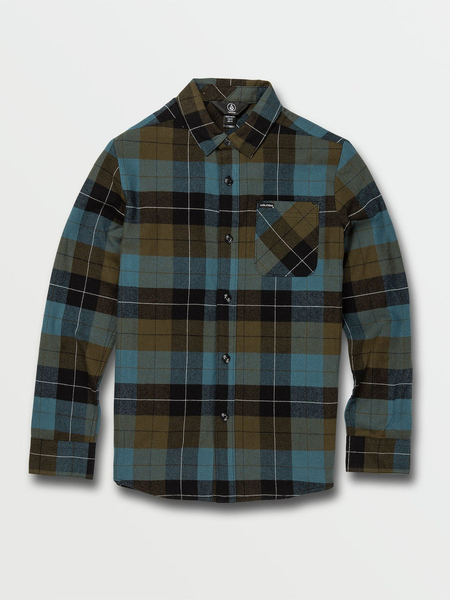 Volcom Caden Plaid Long Sleeve Shirt Bleached Sand - Billion Creation