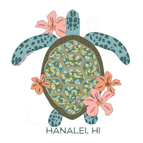 The Happy Sea Hibiscus Turtle Sticker - Custom - Balboa Island