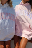 Pearl Grey w/ Pink Thread Sunkissed Varsity Embroider Hoodie