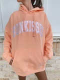 Sunkissed Coconut Sherbet Orange Collegiate Embroidered Oversized Hoodie