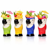 Ceramic Hawaiian Multi Color Parrot Tiki Glasses (1 pc)