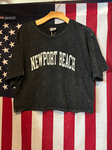 Newport Beach Cropped Mineral Graphic Top