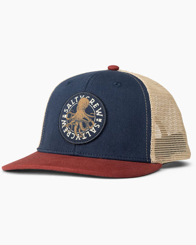 Salty Crew Boys Tentacles Retro Trucker Hat - Navy/Burgundy