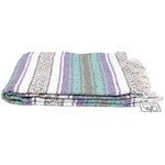 Seafoam Green and Pastel Purple Mexican Falsa Blanket