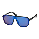 1254 Blue Gem Shields Rounded Mirror Lens Sunglasses