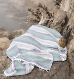 Seafoam Green and Pastel Purple Mexican Falsa Blanket