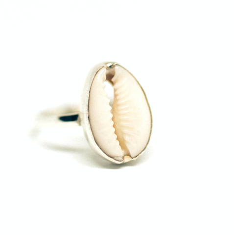 The Salty Gem Cowrie Shell Ring .925 Silver