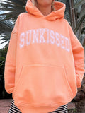 Sunkissed Coconut Sherbet Orange Collegiate Embroidered Oversized Hoodie