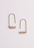 Jax Kelly Gold Drop Earrings - Rose Quartz