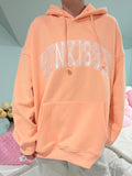 Sunkissed Coconut Sherbet Orange Collegiate Embroidered Oversized Hoodie