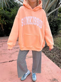 Sunkissed Coconut Sherbet Orange Collegiate Embroidered Oversized Hoodie