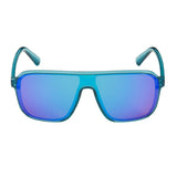 1254 Blue Gem Shields Rounded Mirror Lens Sunglasses