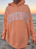 Sunkissed Coconut Sherbet Orange Collegiate Embroidered Oversized Hoodie