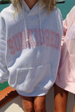 Pearl Grey w/ Pink Thread Sunkissed Varsity Embroider Hoodie