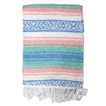 Mint Blue and Coral Peach Mexican Falsa Blanket