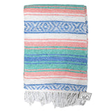 Mint Blue and Coral Peach Mexican Falsa Blanket