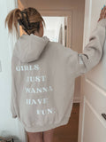 Girls Just Wanna Have Fun Embroidered Pullover Hoodie