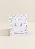 Jax Kelly Cowboy Boots Enamel Flat Back Kids Earrings