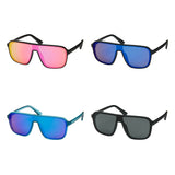 1254 Blue Gem Shields Rounded Mirror Lens Sunglasses