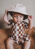 LT Brown Checkered Shortie Onesie