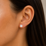 Jax Kelly Round Mother of Pearl Gemstone Gold Earrings