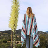 Mint Black and Peach Falsa Hand Woven Mexican Blanket