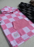 Little Trouble Kids Pink Checkered Poncho Towels