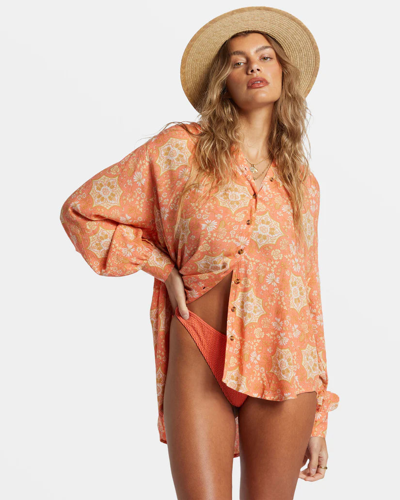 Billabong Womens Dream Space Long Sleeve Flowy Shirt