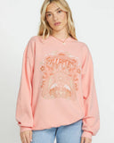 Billabong Womens Ride In Oversized Sweatshirt- Peach Kiss